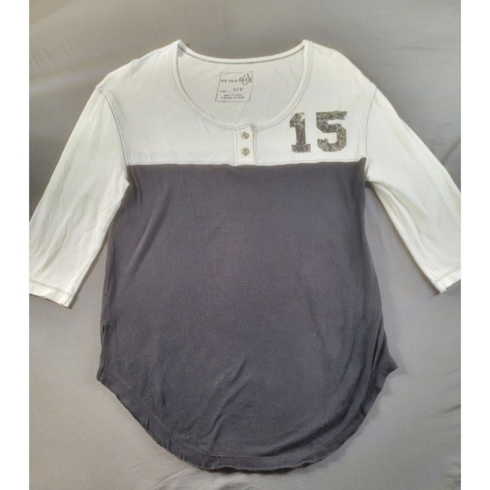 We The Free Free People Colorblock Henley Top Size Small 15 Graphic